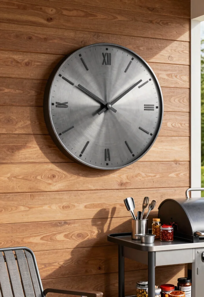 13 Unique Outdoor Clock Inspiration Photos to Pin 3. Modern Metal Clock for a Sleek Look 0
