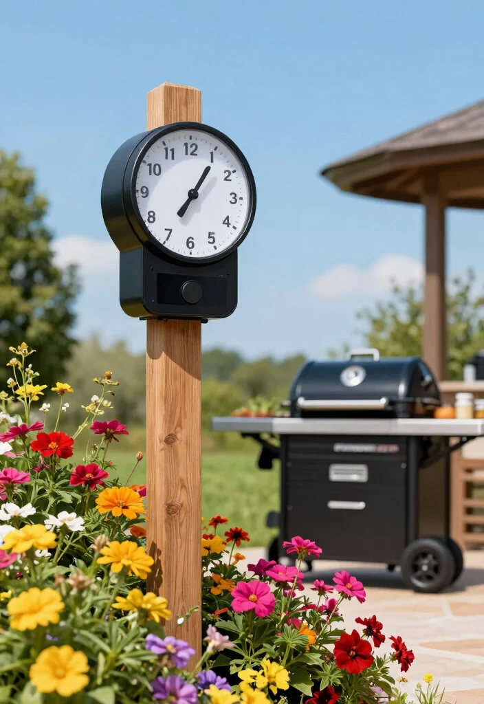 13 Unique Outdoor Clock Inspiration Photos to Pin 5. Garden Clock with Weather Station Features 0