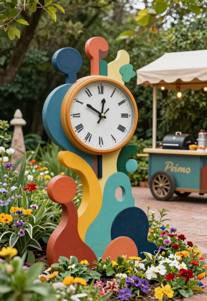 13 Unique Outdoor Clock Inspiration Photos to Pin 6. Artistic Clock as a Focal Point 0