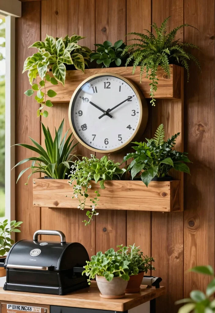 13 Unique Outdoor Clock Inspiration Photos to Pin 7. Wall Clock with Planter Combo 0