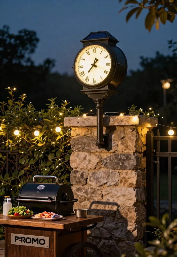 13 Unique Outdoor Clock Inspiration Photos to Pin 8. Clock with Solar Lighting 0