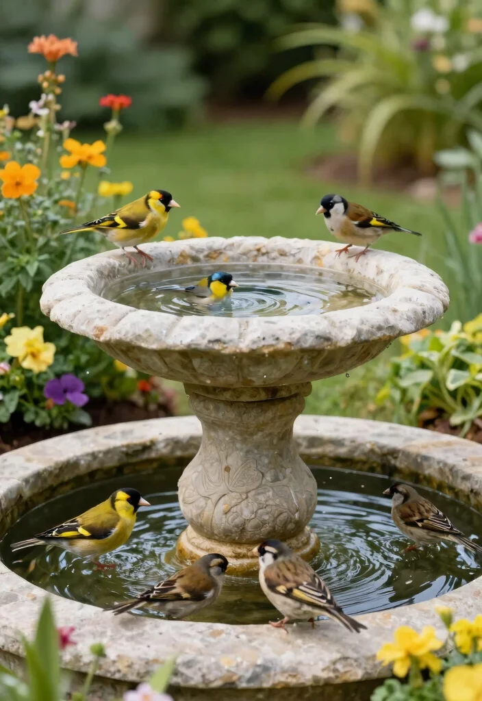 15 Beautiful Bird Bath Fountain Ideas to Attract Birds 14. Garden Pond Filter Covers as Bird Baths 0