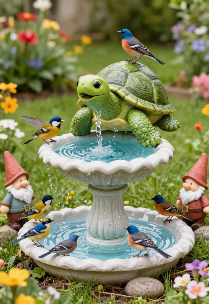 15 Beautiful Bird Bath Fountain Ideas to Attract Birds 15. Fun Themed Bird Bath Fountain 0