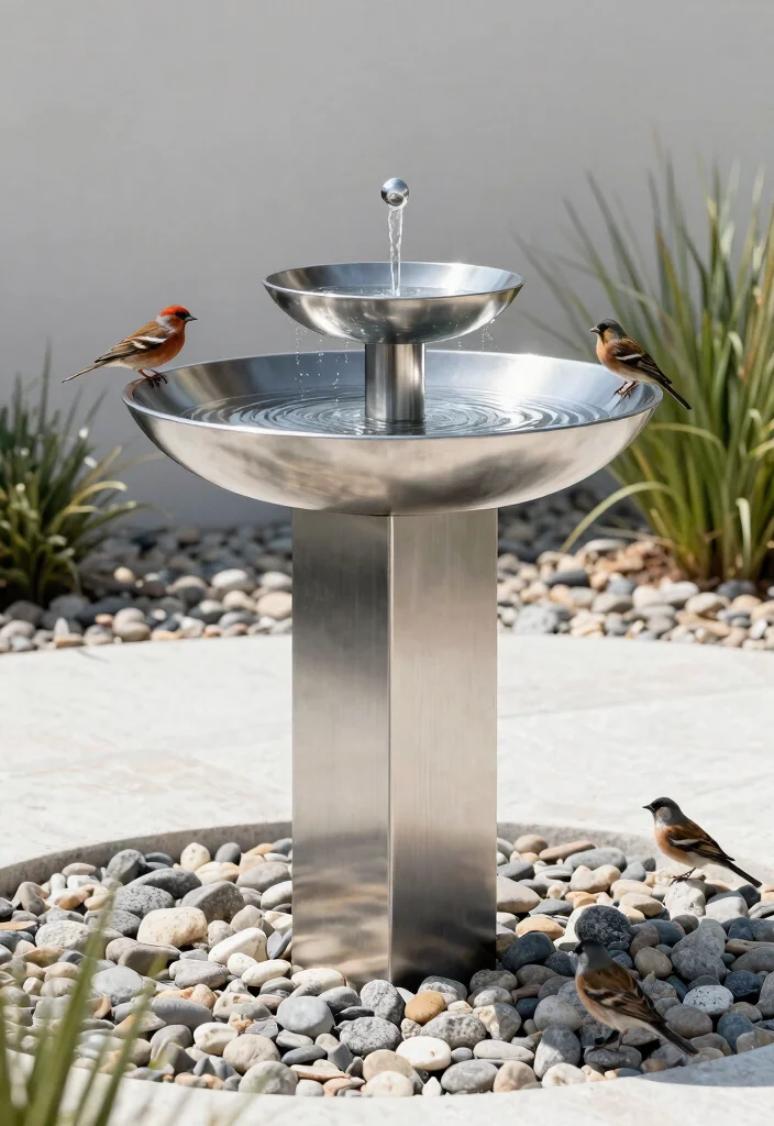15 Beautiful Bird Bath Fountain Ideas to Attract Birds 4. Modern Minimalist Bird Bath Fountain 0