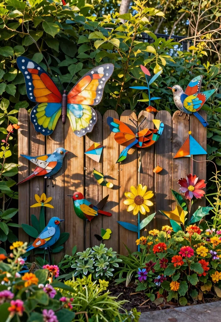 15 Beautiful Outdoor Garden Wall Art Inspiration 1. Whimsical Metal Sculptures 0