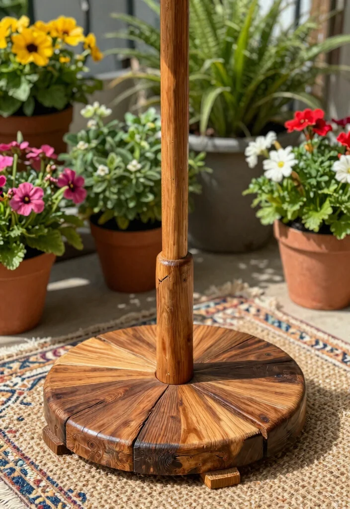 15 Beautiful Umbrella Stand Ideas for the Patio 1 15 Beautiful Umbrella Stand Ideas for the Patio 1. Rustic Wooden Umbrella Stand 0