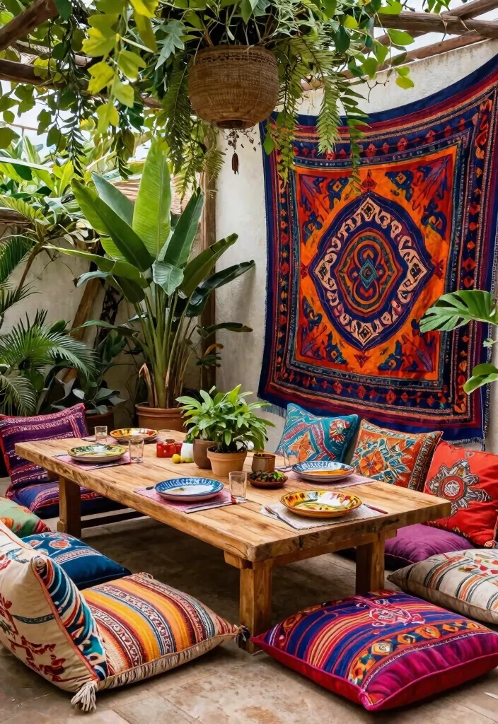 15 Best Patio Dining Table Ideas for Family BBQs 5 15 Best Patio Dining Table Ideas for Family BBQs 5. Bold Bohemian Style 0