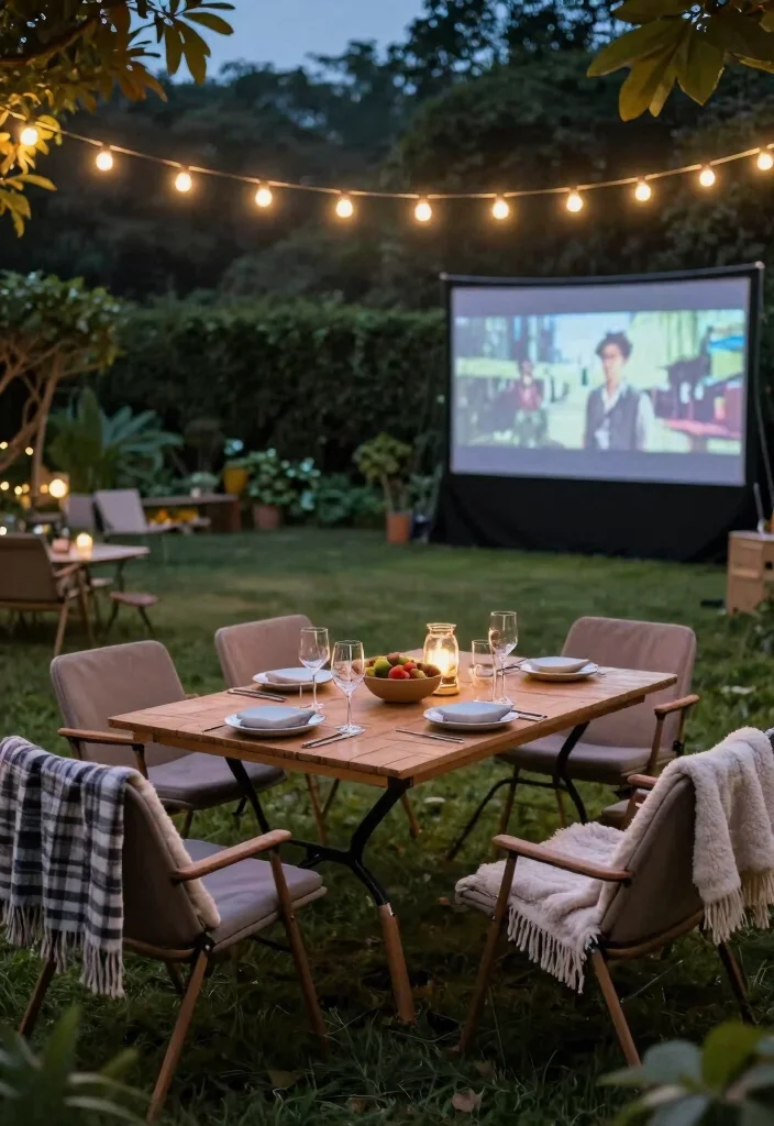 15 Best Patio Dining Table Ideas for Family BBQs 9 15 Best Patio Dining Table Ideas for Family BBQs 9. Outdoor Movie Night Dining 0