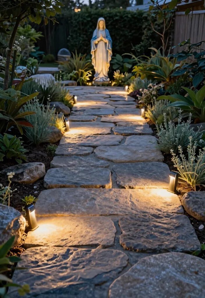 15 Bright Solar Powered Garden Path Lights Ideas 4. Softly Lit Stone Borders 0