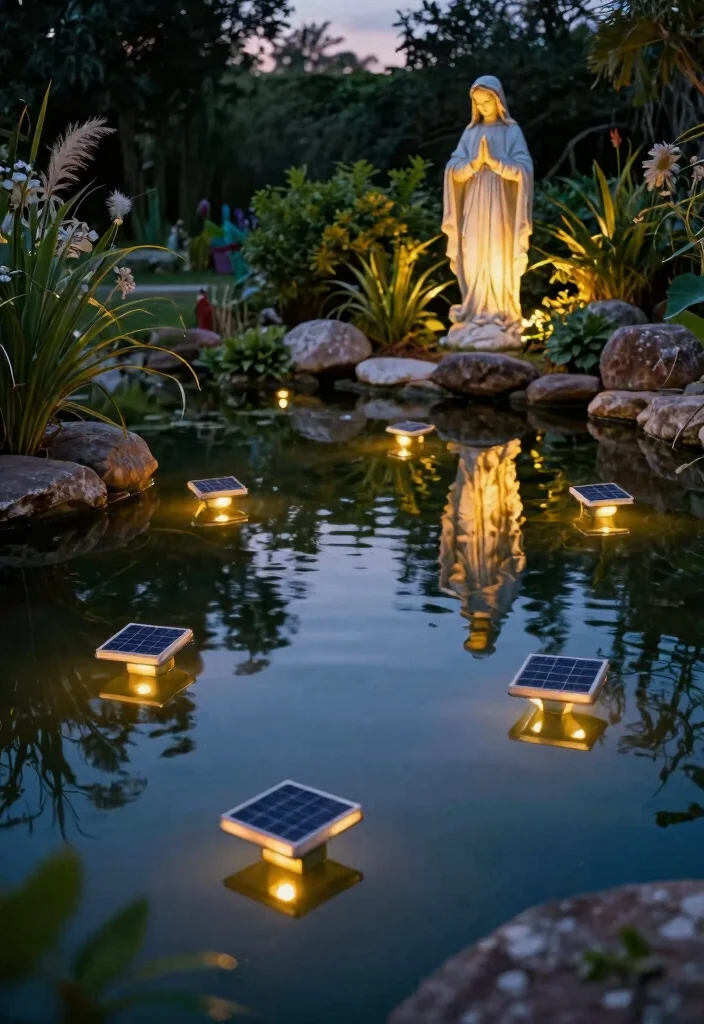 15 Bright Solar Powered Garden Path Lights Ideas 5. Floating Solar Lights in Water Features 0