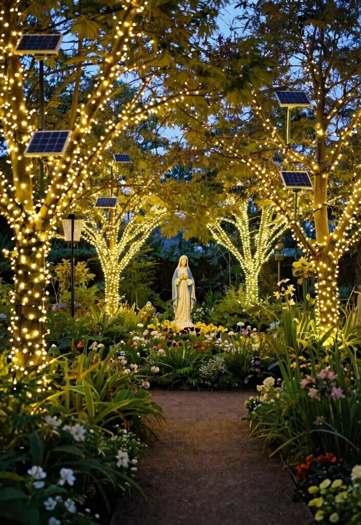 15 Bright Solar Powered Garden Path Lights Ideas 6. Solar Fairy Lights in Trees 0