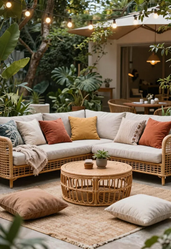15 Chic Rattan Patio Furniture Ideas Boho Style 2. Cozy Lounge Area 0