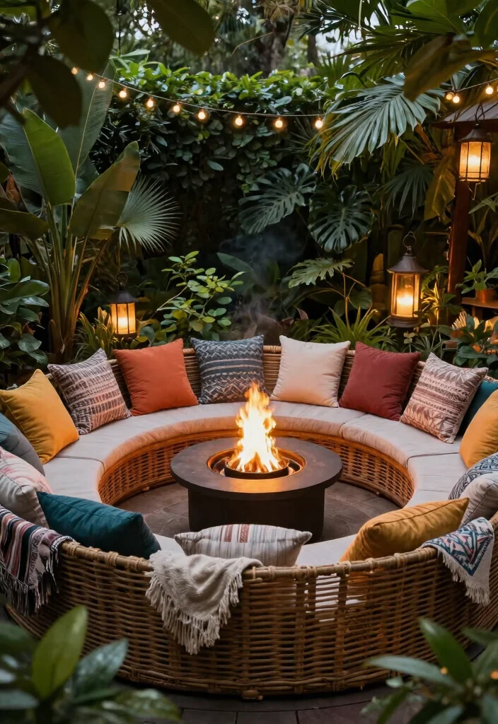 15 Chic Rattan Patio Furniture Ideas Boho Style 5. Rattan Fire Pit Seating 0