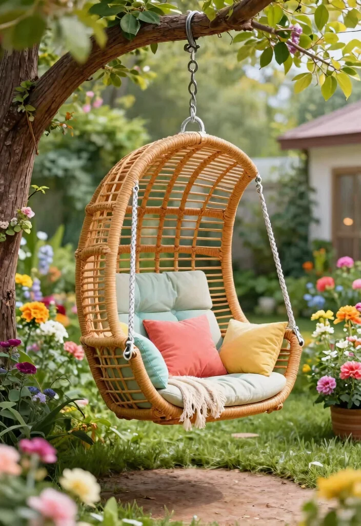 15 Chic Rattan Patio Furniture Ideas Boho Style 6. Swinging Rattan Chair 0