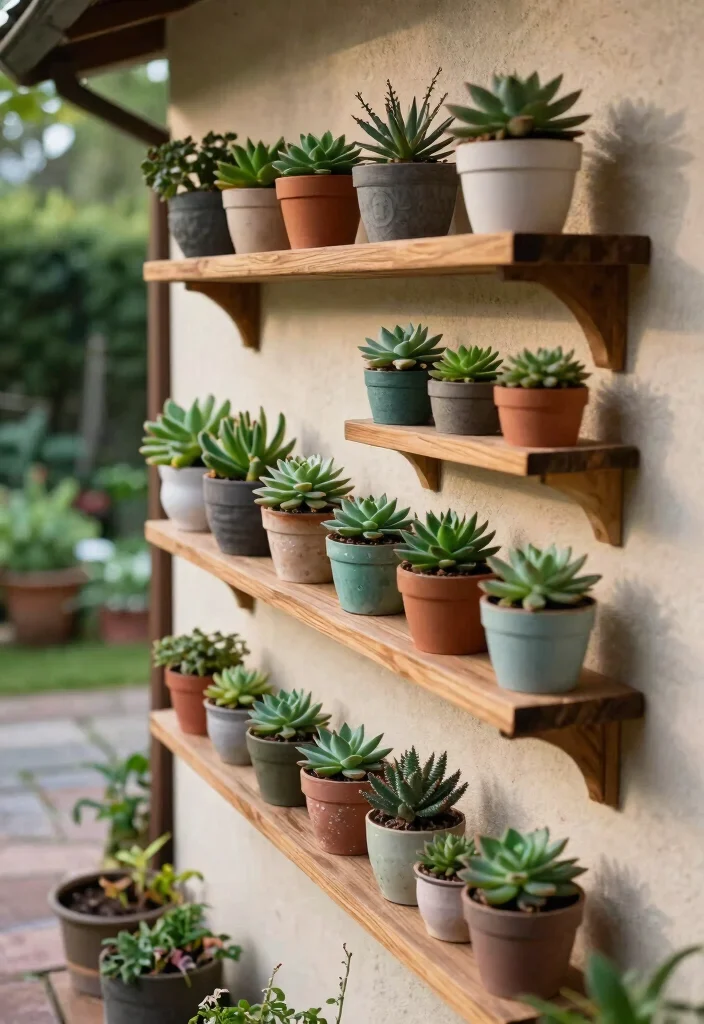 15 Creative Outdoor Shelving Ideas for Gardening Enthusiasts 1 15 Creative Outdoor Shelving Ideas for Gardening Enthusiasts 1. Wall Mounted Shelves for Succulents 0