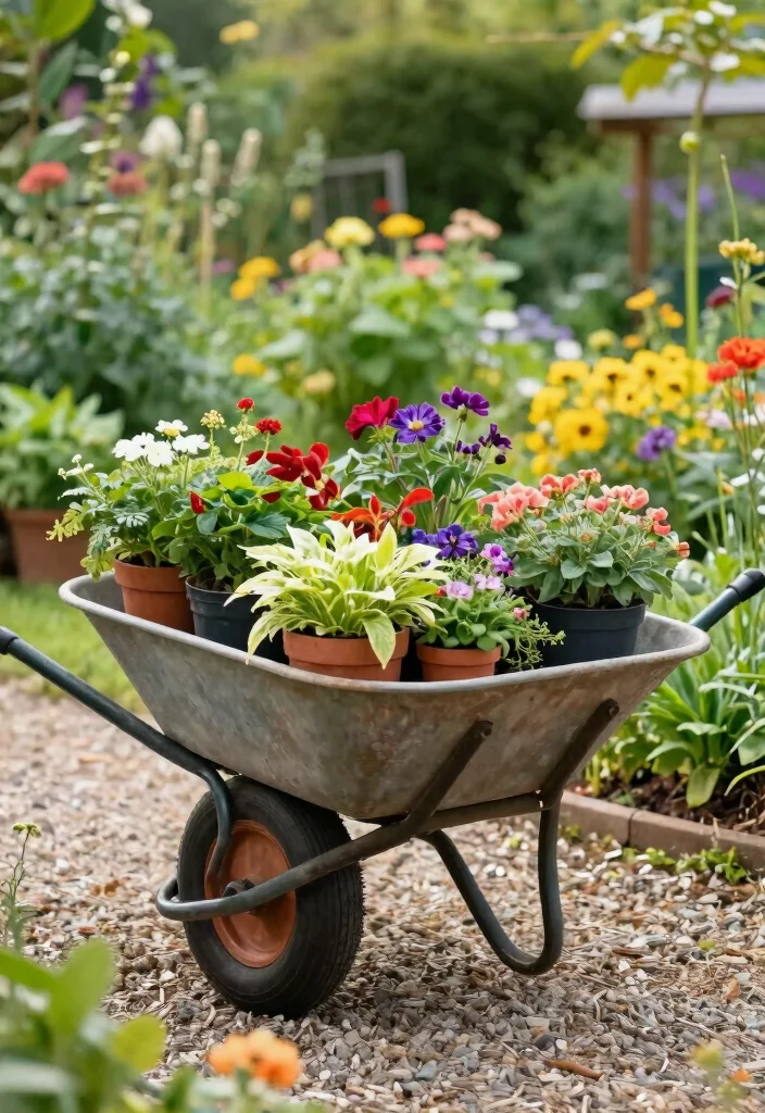 15 Creative Outdoor Shelving Ideas for Gardening Enthusiasts 15 15 Creative Outdoor Shelving Ideas for Gardening Enthusiasts 15. Classic Wheelbarrow Storage 0