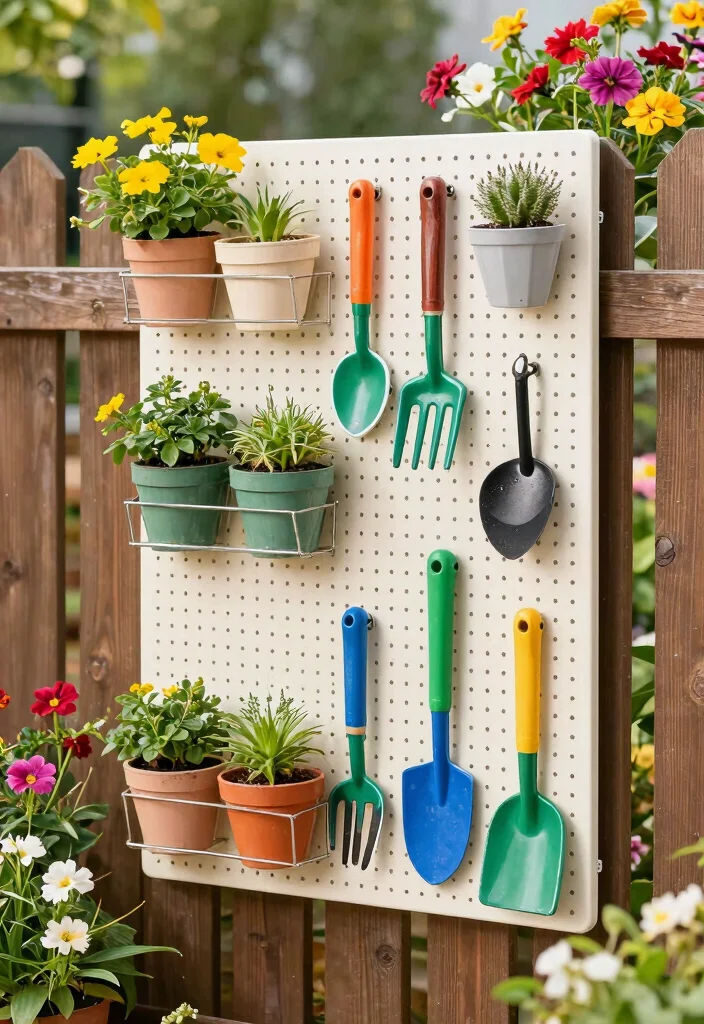 15 Creative Outdoor Shelving Ideas for Gardening Enthusiasts 7 15 Creative Outdoor Shelving Ideas for Gardening Enthusiasts 7. Pegboard Tool Organizer 0