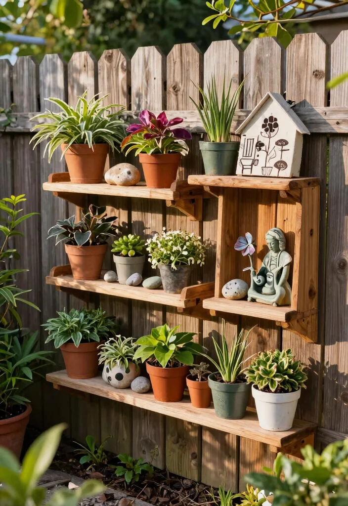 15 Creative Outdoor Shelving Ideas for Gardening Enthusiasts 9 15 Creative Outdoor Shelving Ideas for Gardening Enthusiasts 9. Creative Fence Shelving 0