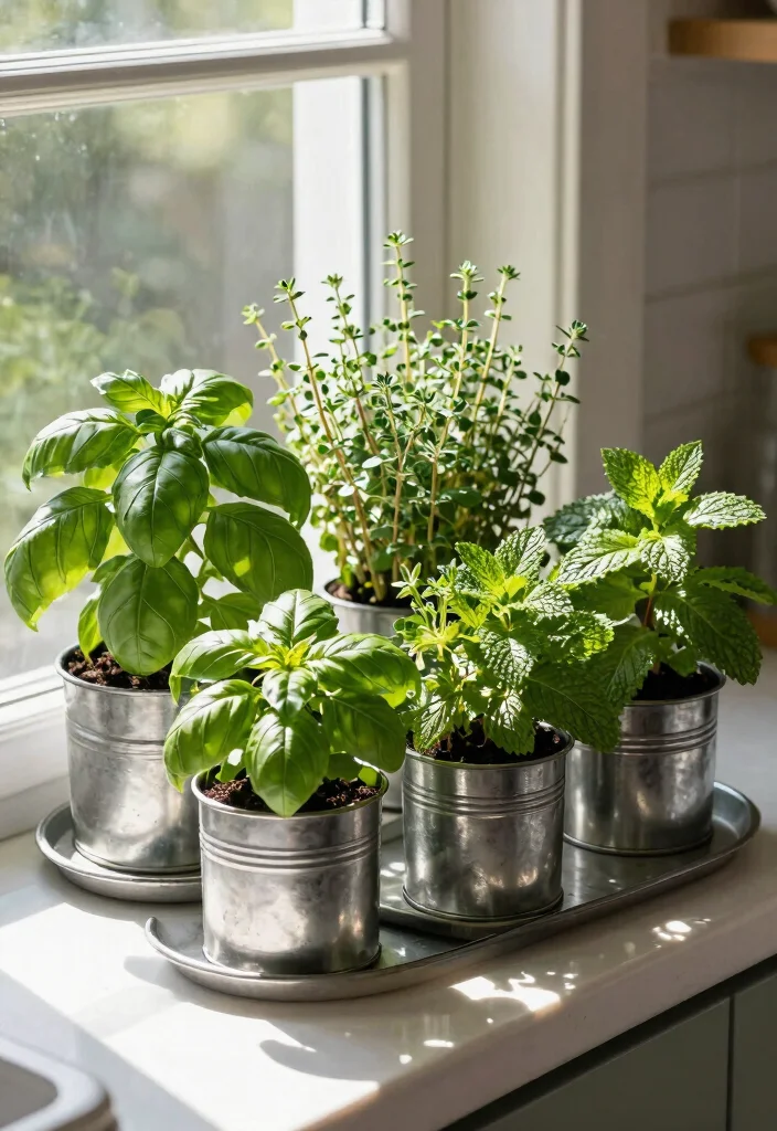 15 Durable Raised Metal Garden Bed Ideas No Rot 14. Herb Gardens in Small Metal Containers 0