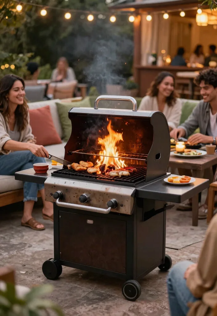 15 Easy Propane Fire Pit Ideas for Backyard Ambiance 13. Fire Pit with Grill Feature 0