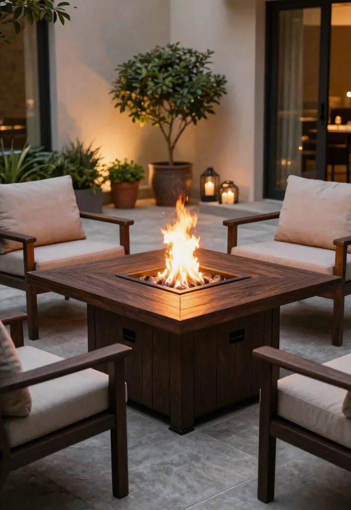 15 Easy Propane Fire Pit Ideas for Backyard Ambiance 3. Fire Pit Table 0