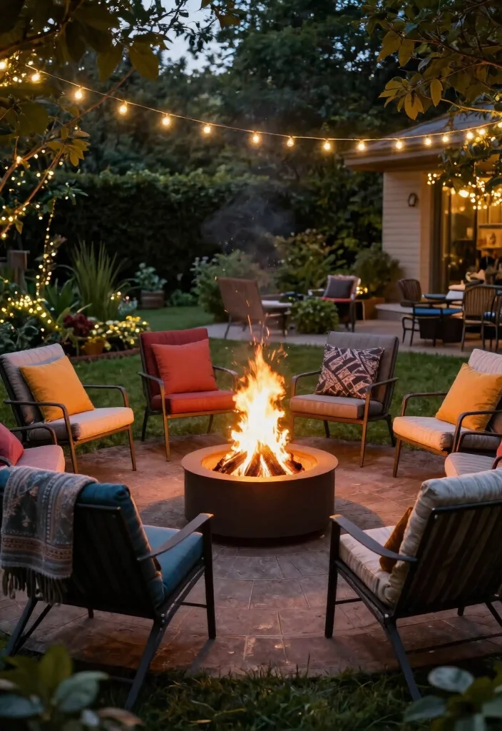 15 Easy Propane Fire Pit Ideas for Backyard Ambiance 9. Fire Pit with Chairs in a Circle 0