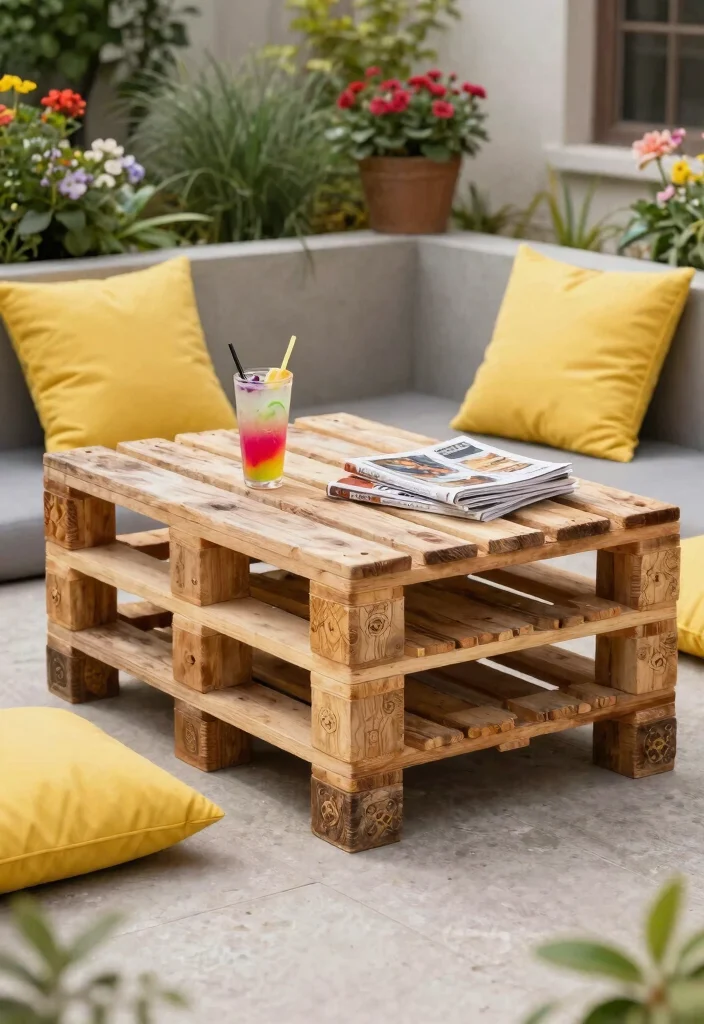 15 Handy Patio Side Table Ideas for Drinks and Books 13. Repurposed Pallet Table 0