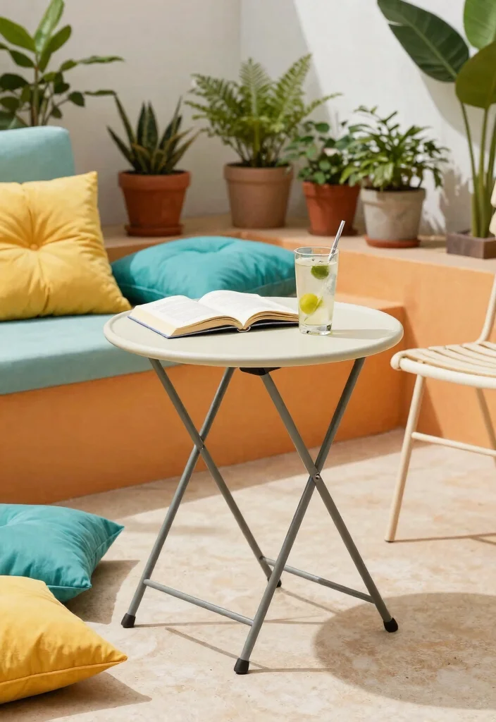 15 Handy Patio Side Table Ideas for Drinks and Books 8. Folding Side Table 0