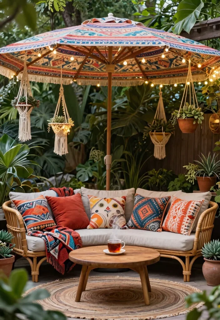 15 Huge Cantilever Umbrella Patio Ideas for Maximum Shade 1. The Bohemian Retreat 0