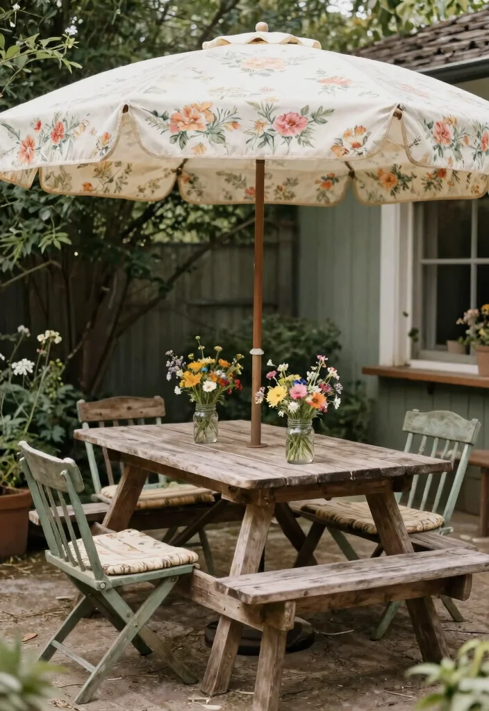 15 Huge Cantilever Umbrella Patio Ideas for Maximum Shade 13. Vintage Vibes 0