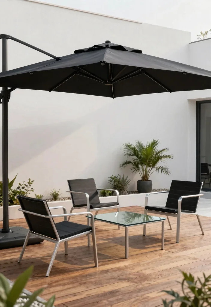 15 Huge Cantilever Umbrella Patio Ideas for Maximum Shade 2. Modern Minimalist 0