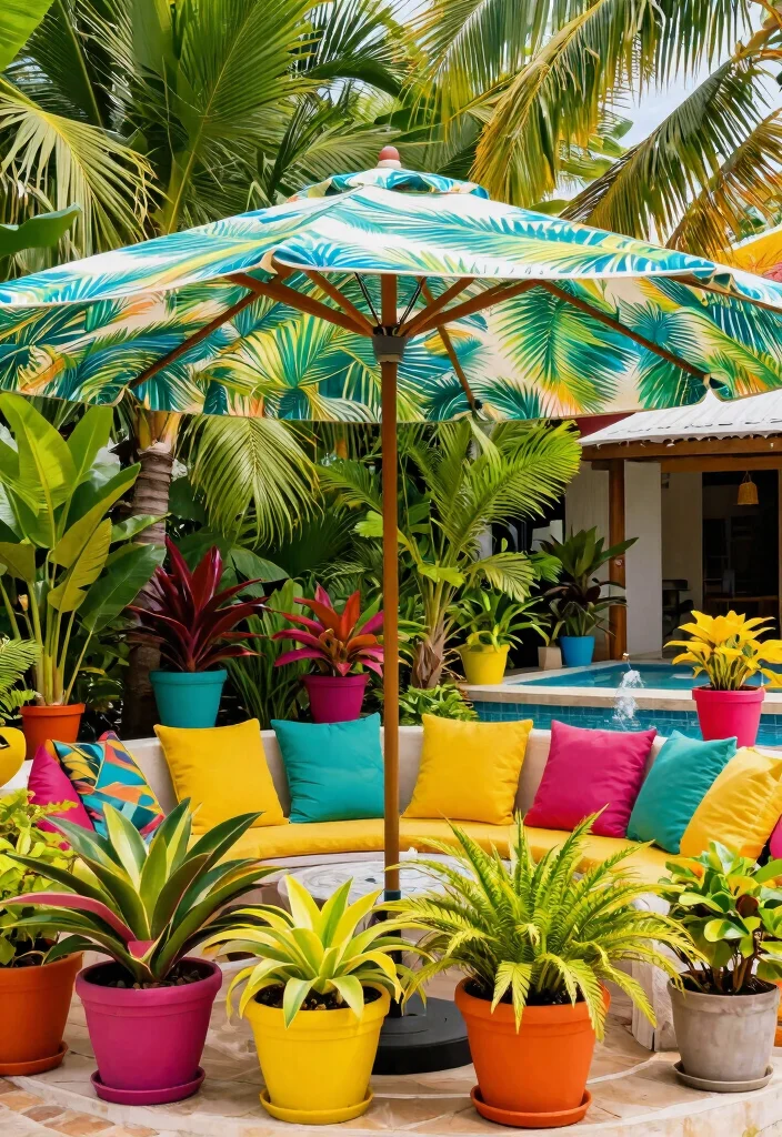 15 Huge Cantilever Umbrella Patio Ideas for Maximum Shade 4. Tropical Paradise 0