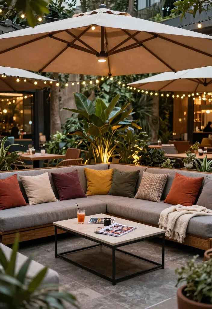 15 Huge Cantilever Umbrella Patio Ideas for Maximum Shade 6. Outdoor Lounge Vibes 0