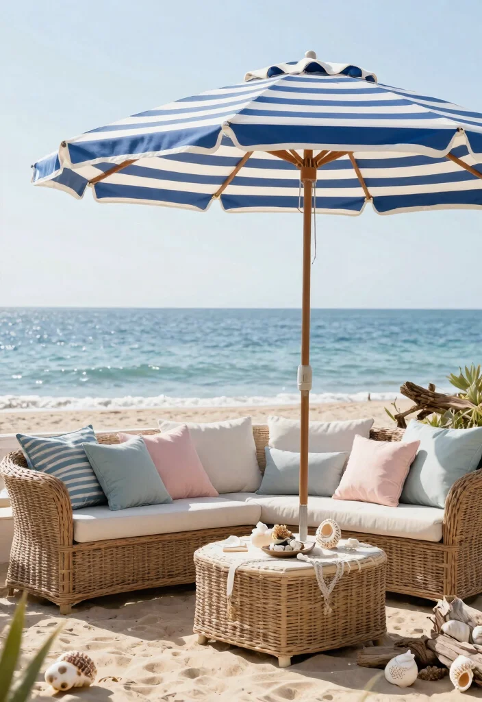 15 Huge Cantilever Umbrella Patio Ideas for Maximum Shade 8. Chic Coastal Retreat 0