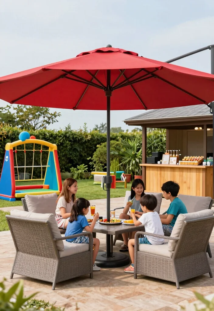 15 Huge Cantilever Umbrella Patio Ideas for Maximum Shade 9. Family Friendly Fun 0