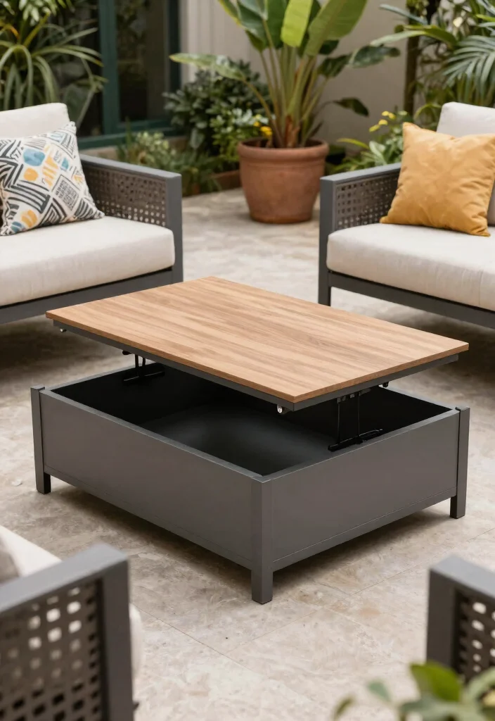 15 Modern Patio Coffee Table Ideas for Lounge Areas 10. Tables with Storage Features 0
