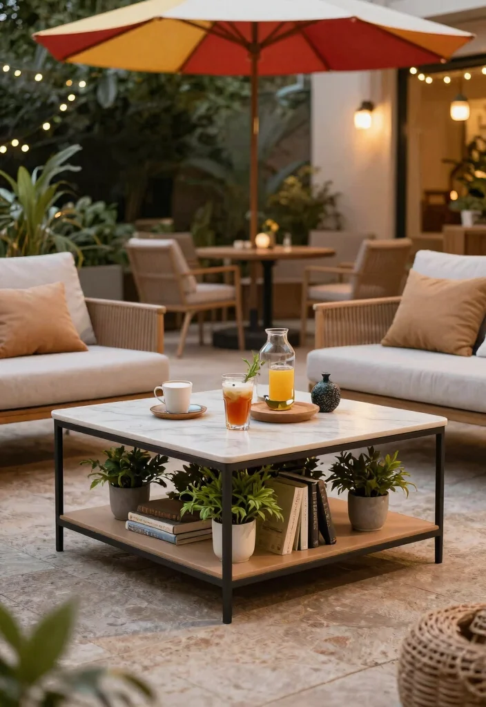 15 Modern Patio Coffee Table Ideas for Lounge Areas 3. Multi Tiered Coffee Tables 0