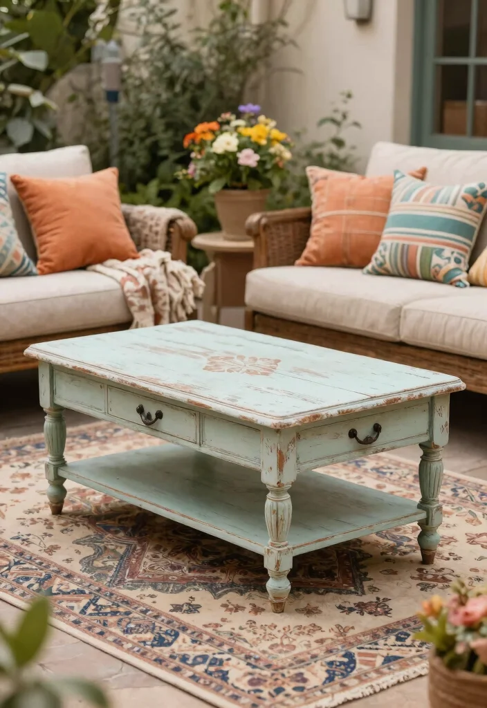 15 Modern Patio Coffee Table Ideas for Lounge Areas 4. Vintage Inspired Coffee Tables 0