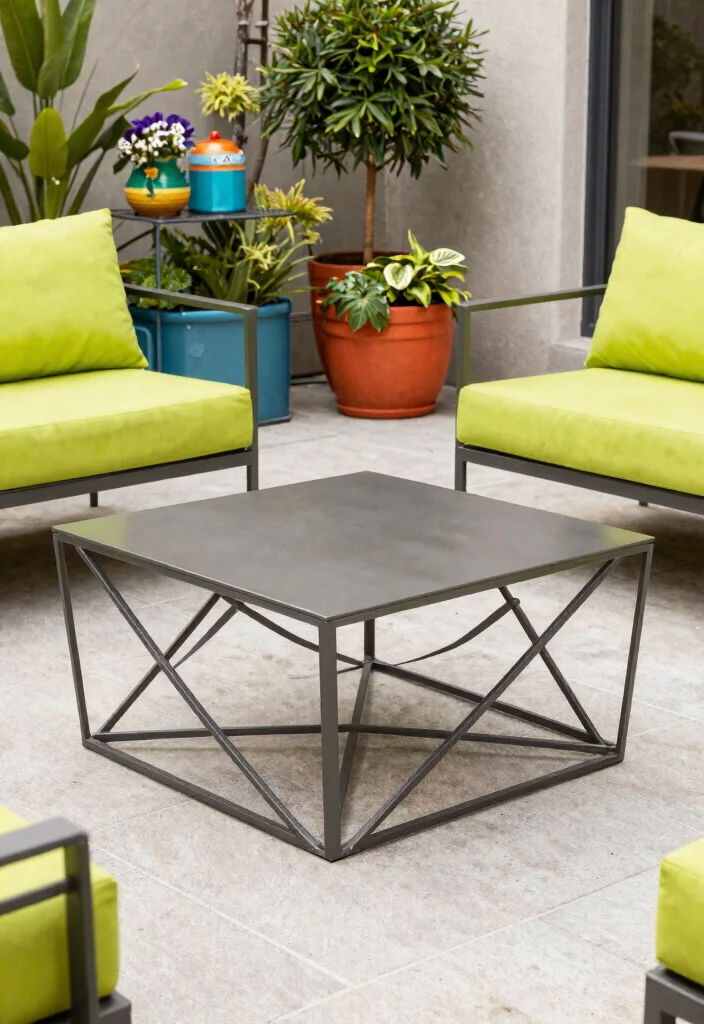 15 Modern Patio Coffee Table Ideas for Lounge Areas 5. Modern Metal Frame Tables 0