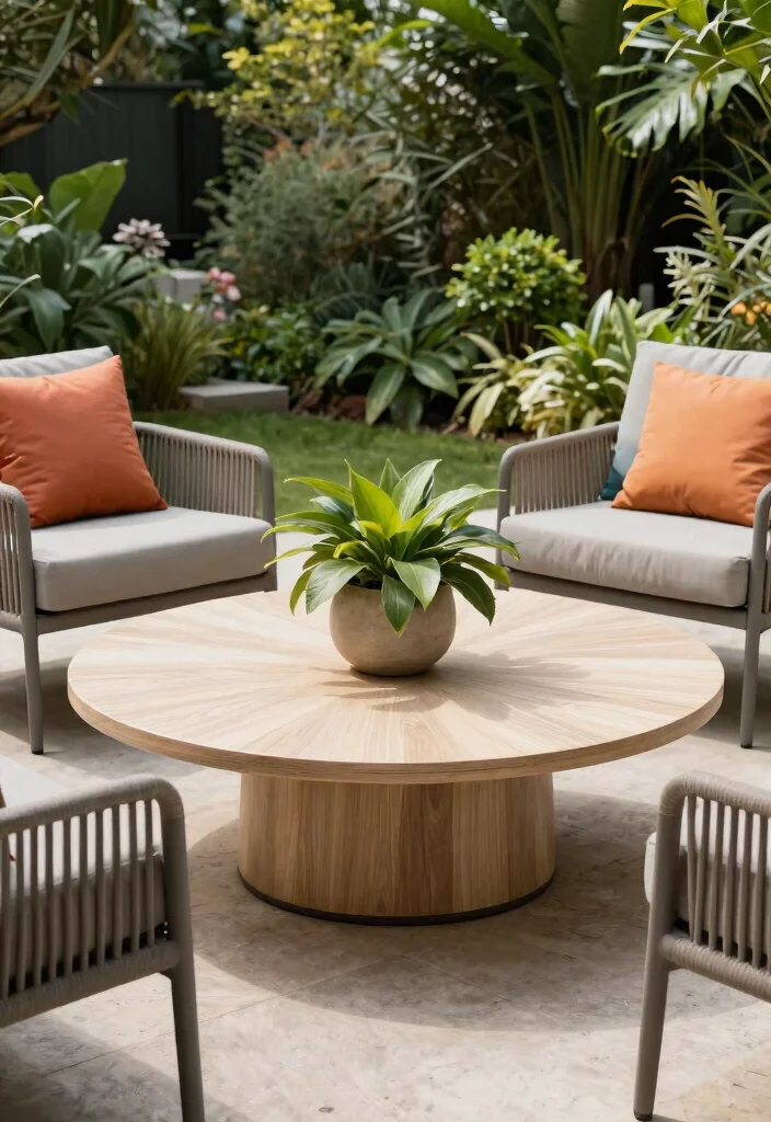 15 Modern Patio Coffee Table Ideas for Lounge Areas 6. Circular Coffee Tables 0