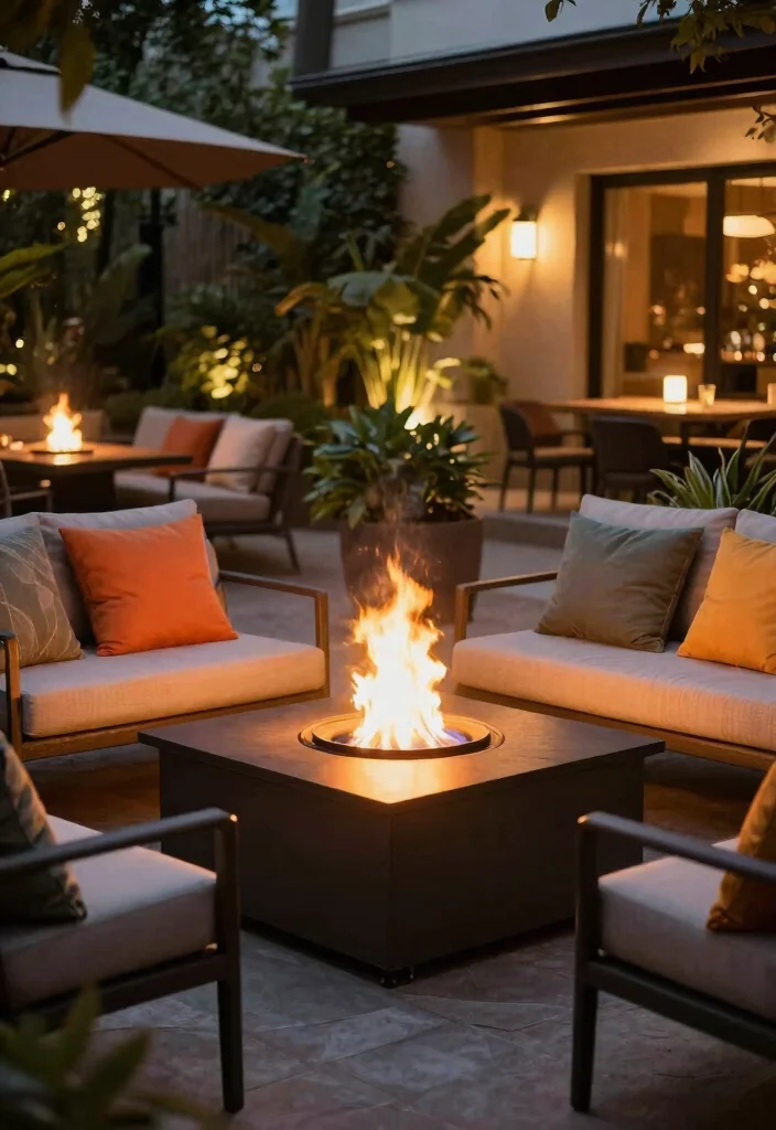 15 Modern Patio Coffee Table Ideas for Lounge Areas 9. Fire Pit Coffee Tables 0