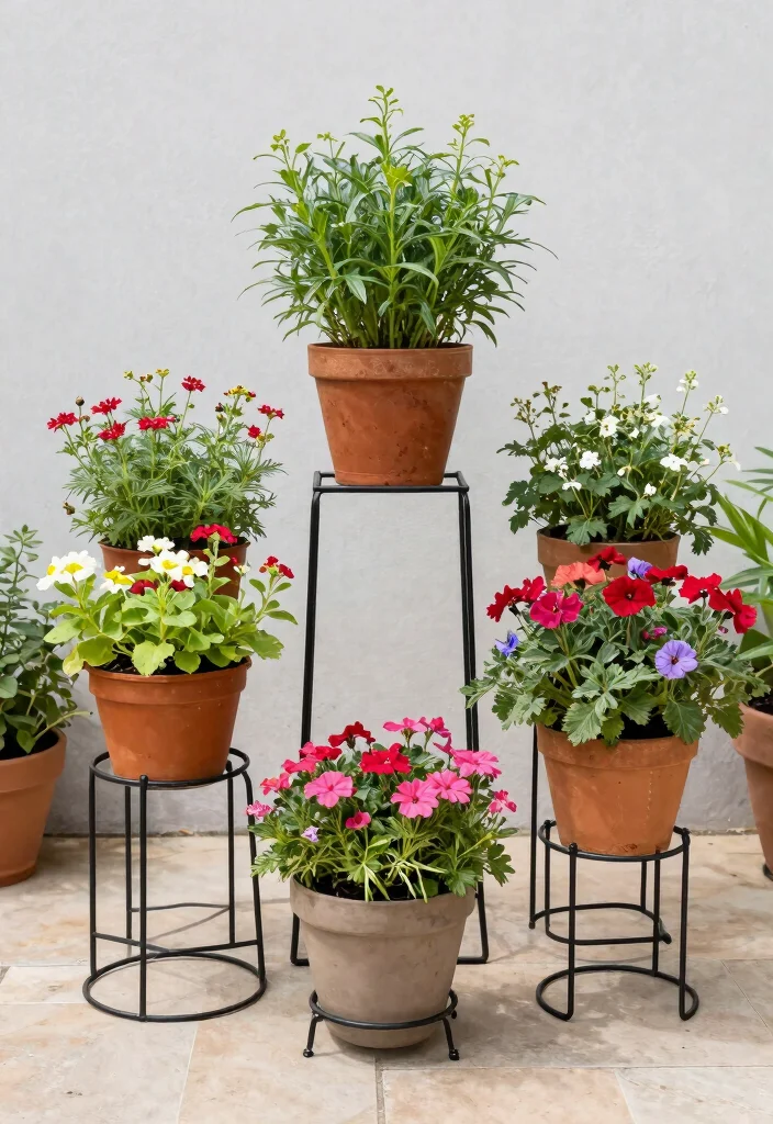 15 Pro Patio Set Up Ideas for Small Space Gardening Solutions 8. Functional Plant Stands 0