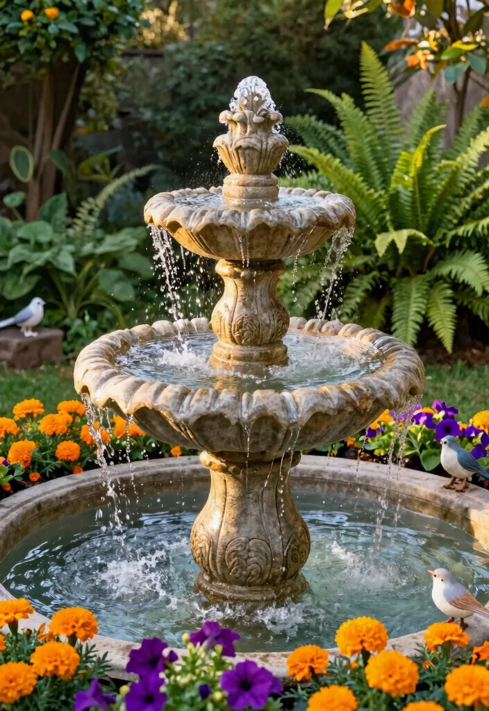 15 Relaxing Solar Fountain Ideas No Wires Needed 1. Elegant Tiered Solar Fountain 0