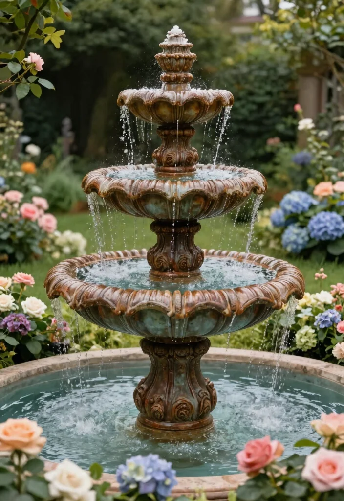 15 Relaxing Solar Fountain Ideas No Wires Needed 10. Antique Inspired Fountains 0