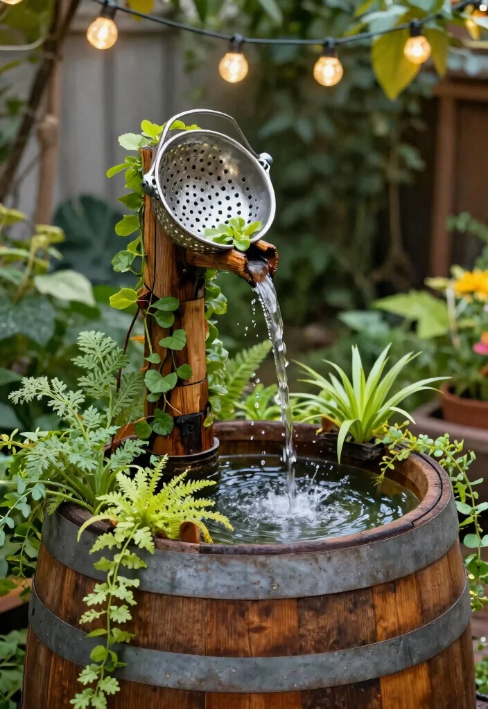 15 Relaxing Solar Fountain Ideas No Wires Needed 11. Creative Recycled Materials Fountain 0