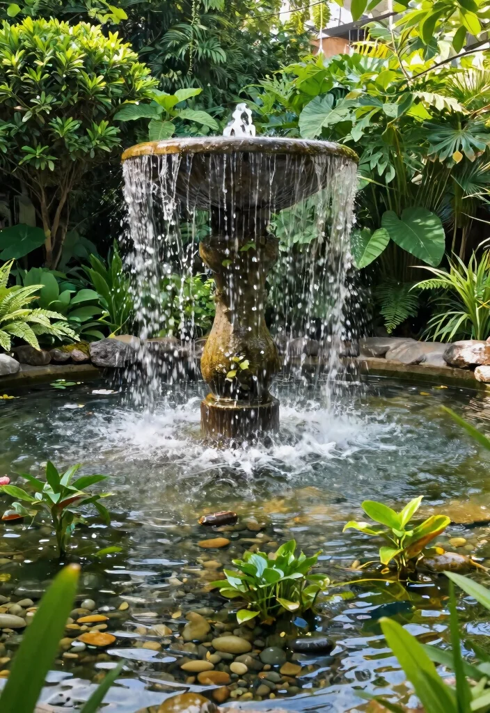 15 Relaxing Solar Fountain Ideas No Wires Needed 13. Solar Fountain with Waterfall Feature 0