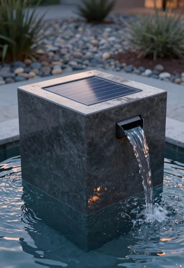 15 Relaxing Solar Fountain Ideas No Wires Needed 3. Modern Geometric Designs 0