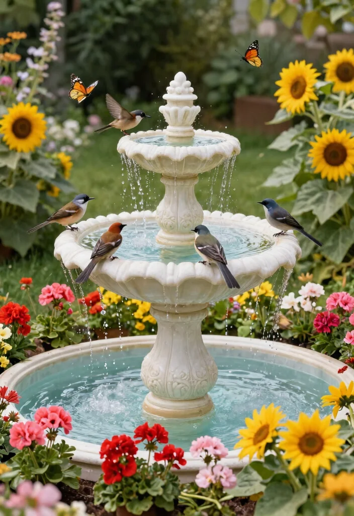 15 Relaxing Solar Fountain Ideas No Wires Needed 5. Classic Birdbath Fountain 0