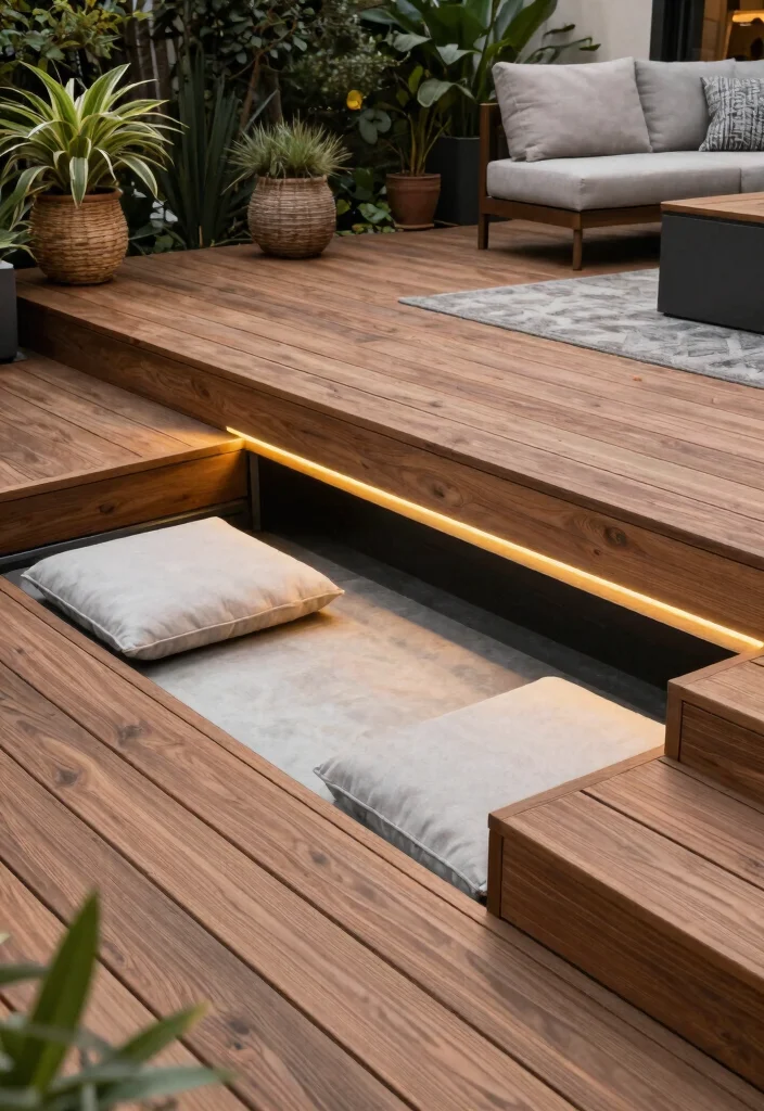 15 Smart Outdoor Cushion Storage Ideas Weatherproof 10. Hidden Storage Under Decking 0