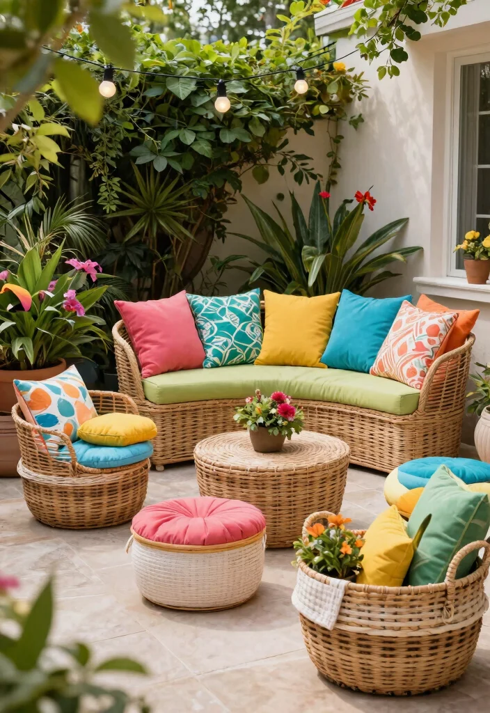 15 Smart Outdoor Cushion Storage Ideas Weatherproof 7. Decorative Baskets 0